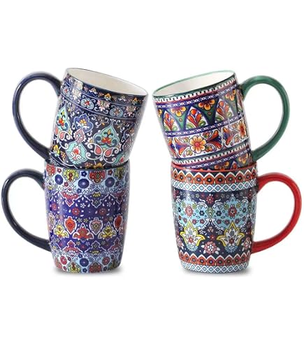 Amazon.com: Gibson Home Gardenia Cafe 4 Piece 16 oz. Assorted Mug